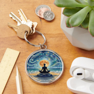 Llavero Yoga Meditación Playa del Océano Cielo Nocturno Es
