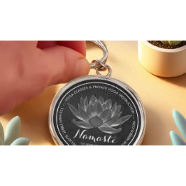 Llavero YOGA Meditación Reiki Instructor Black White Lotus