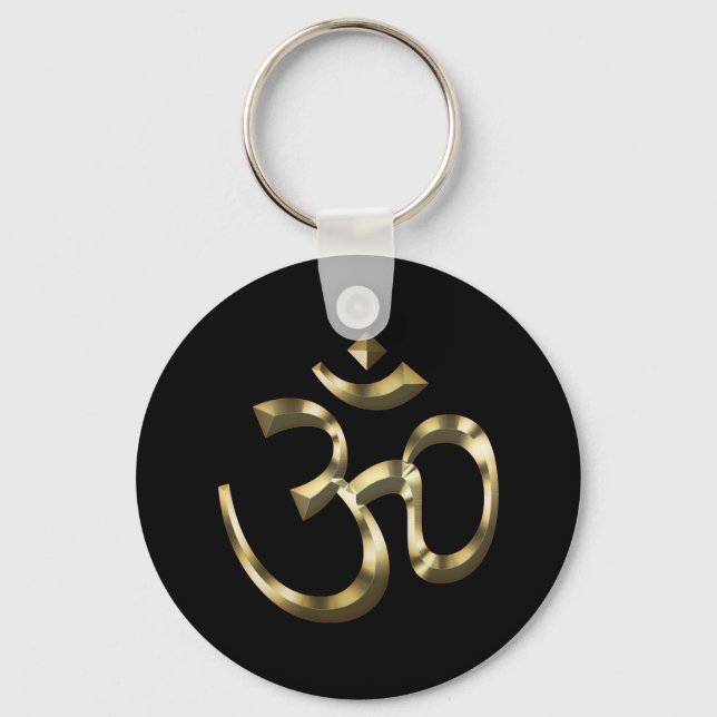 Llavero Yoga, Om Aum Icon, Hinduismo Symbol, oro negro (Anverso)