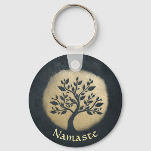Llavero Yoga Studio Meditation Instructor Black Gold Tree