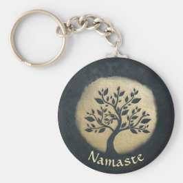 Llavero Yoga Studio Meditation Instructor Black Gold Tree