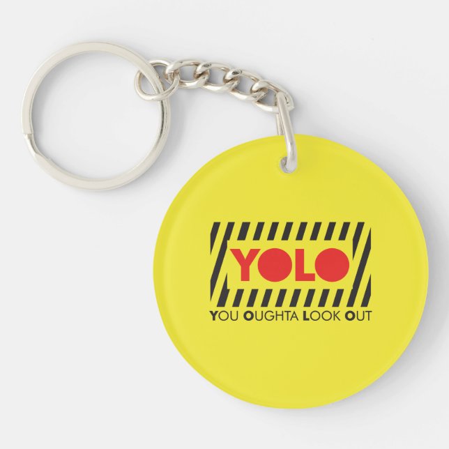Llavero YOLO con precaución roja (Frente)