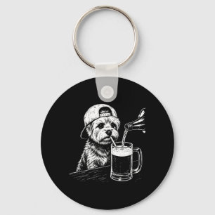 Llavero Yorkie de espaldas bebiendo cerveza Meme divertido