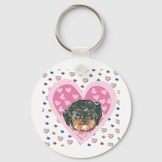 Llavero Yorkie Poo de San Valentín (Anverso)