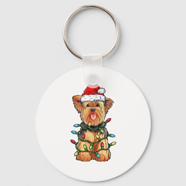 Llavero Yorkie Yorkshire Terrier Santa Christmas Tree Ligh (Anverso)