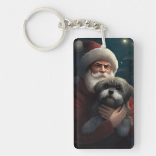 Llavero Yorkipoo con Santa Claus Navideño