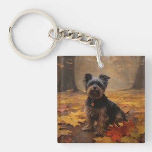 Llavero Yorkipoo en Otoño Hojas Caídas Inspiran