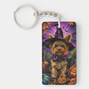 Llavero Yorkipoo Perro Espeluznante Bruja de Halloween y C