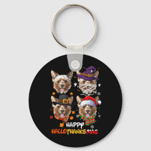 Llavero Yorkshire Dog Hallothanksmas Halloween Thanksgivin