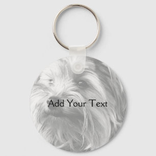 Llavero Yorkshire Terrier blanco y negro Yorkie