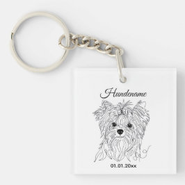 Llavero Yorkshire Terrier one line art customizable dog
