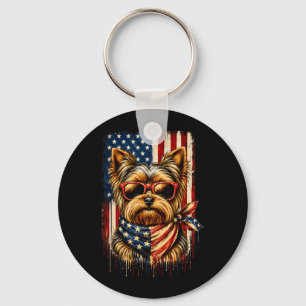 Llavero Yorkshire Terrier Patriótico Perro Bandera America