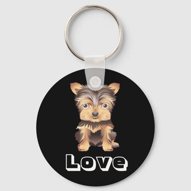 Llavero Yorkshire Terrier Puppy Dog Black Key Chain (Anverso)