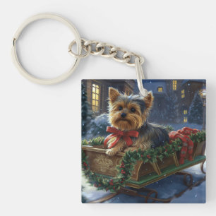 Llavero Yorkshire Terrier Temporada Navideña Festiva
