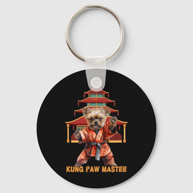Llavero Yorkshire Terrier Yorkie Karate Martial Arts Funny (Anverso)