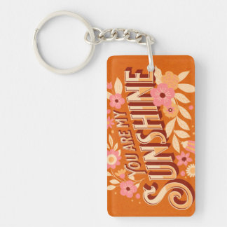 Llavero You Are My Sunshine Floral Pink Orange Groovy