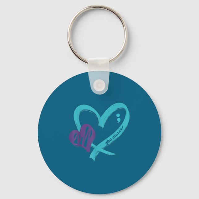 Llavero You Suicide Prevention Awareness Teal Purple Heart (Anverso)