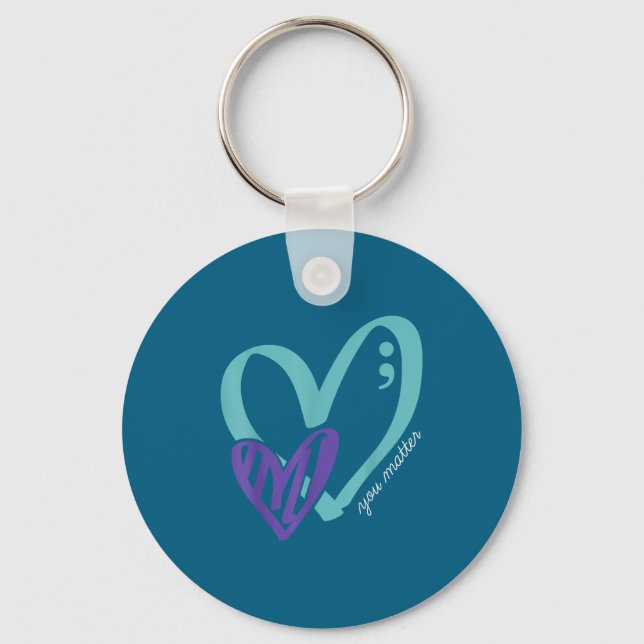 Llavero You Suicide Prevention Awareness Teal Purple Heart (Anverso)