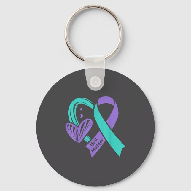 Llavero You Suicide Prevention Awareness Teal Purple Heart (Anverso)