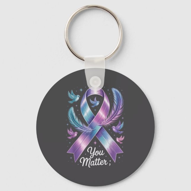 Llavero You Teal &amp; Purple Ribbon Suicide Prevention Aw (Anverso)
