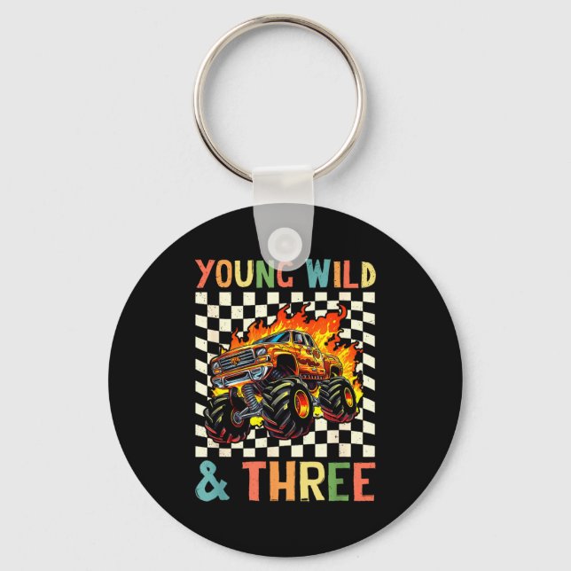Llavero Young Wild And Three Monster Truck 3rd Birthday 3y (Anverso)