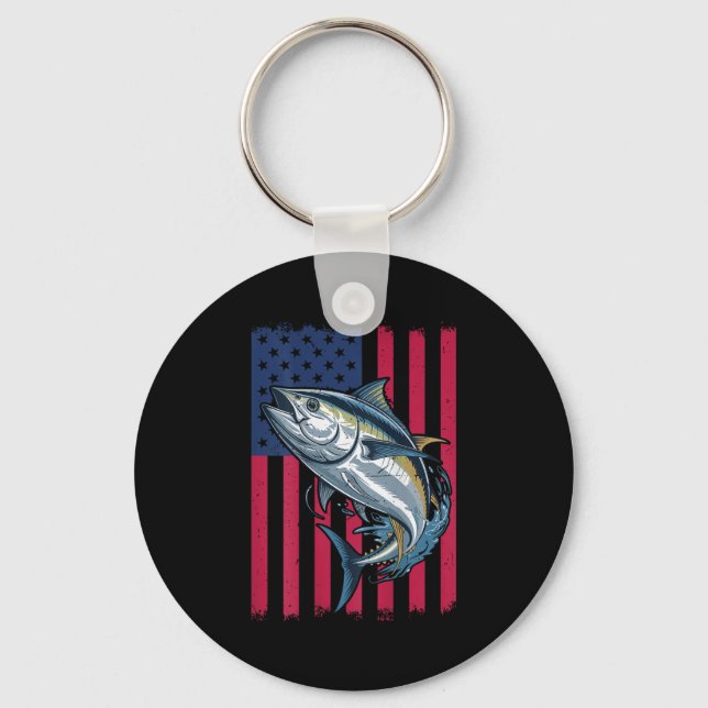 Llavero Youth Boys Deep Sea Fishing American Flag Bluefin  (Anverso)