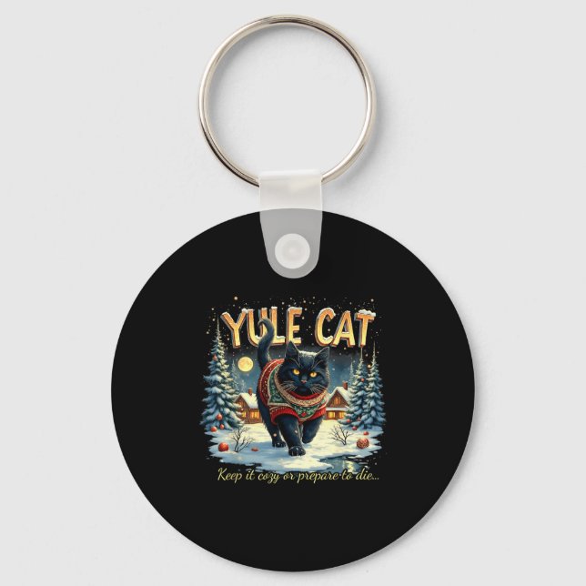 Llavero Yule Cat Keep It Cozy Funny Winter Quote  (Anverso)