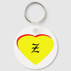 Llavero "Z" Corazón Amarillo Invitación a la Boda Roja al