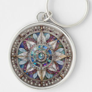Llavero Zafiros Rosas y Azules Diamantes Perlas Mandala