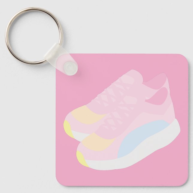 Llavero Zapatillas Corriendo Rosas (Anverso)