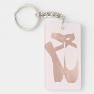 Llavero Zapatillas de ballet rosadas bailarina rosa oro ch