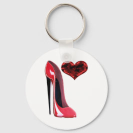 Llavero Zapato de Stiletto Rojo y Corazón 3D