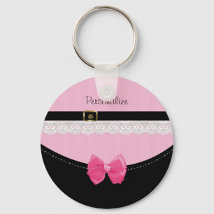 Llavero Zapatos de bebé rosados y negros femeninos con el