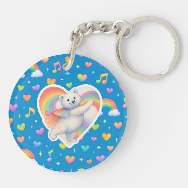 Llavero Zarah Dancing Polar Bear Keychain – Rainbow  (Atrás)