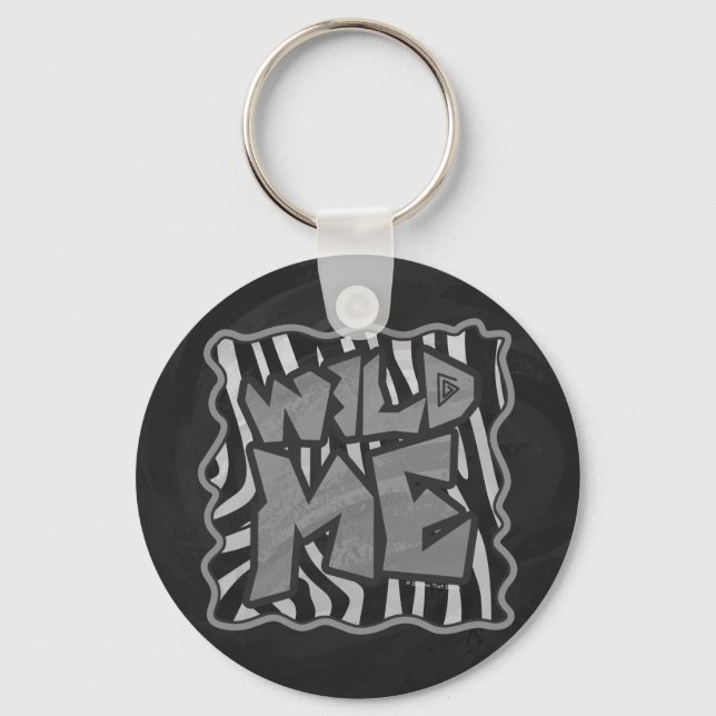 Llavero Zebra negra y gris claro me salvaje (Anverso)