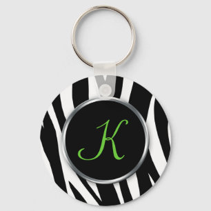 Llavero Zebra Print : Green Monogram : Keychain