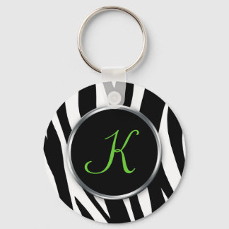 Llavero Zebra Print : Green Monogram : Keychain
