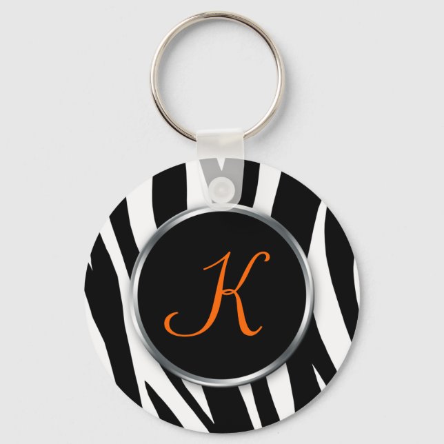 Llavero Zebra Print : Orange Monogram : Keychain (Anverso)