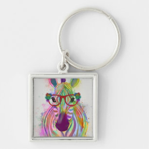 Llavero Zebra Rainbow Splash
