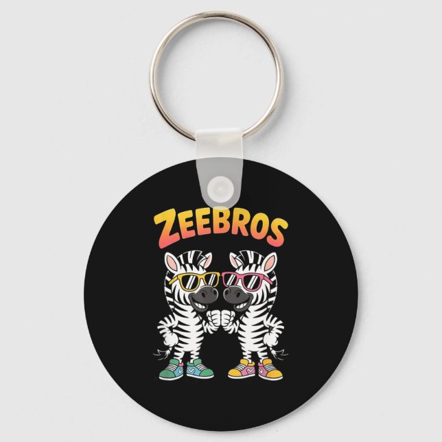 Llavero Zeebros Cute Zebra Duo Design For Zebros Lovers  (Anverso)