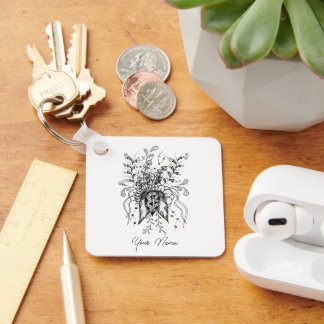 Llavero Zen Doodle: Blume, Fineliner Zeichnung -