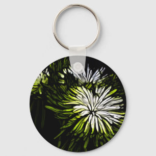 Llavero Zen floral Lime verde blanco Crisantemo