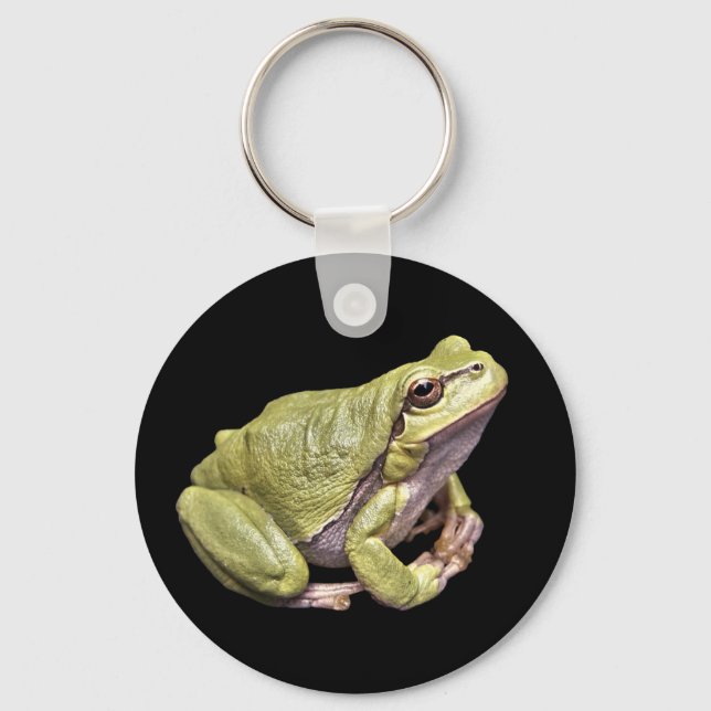 Llavero Zen Frog Cute Green Meditation Treefrog Black (Anverso)