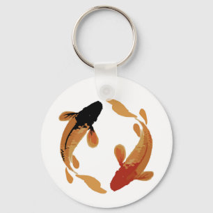 Llavero Zen Koi Fish White Simple Keychain Minimalista