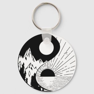 Llavero Zen Yin Yang Blanco negro