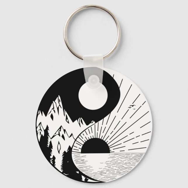 Llavero Zen Yin Yang Blanco negro (Anverso)