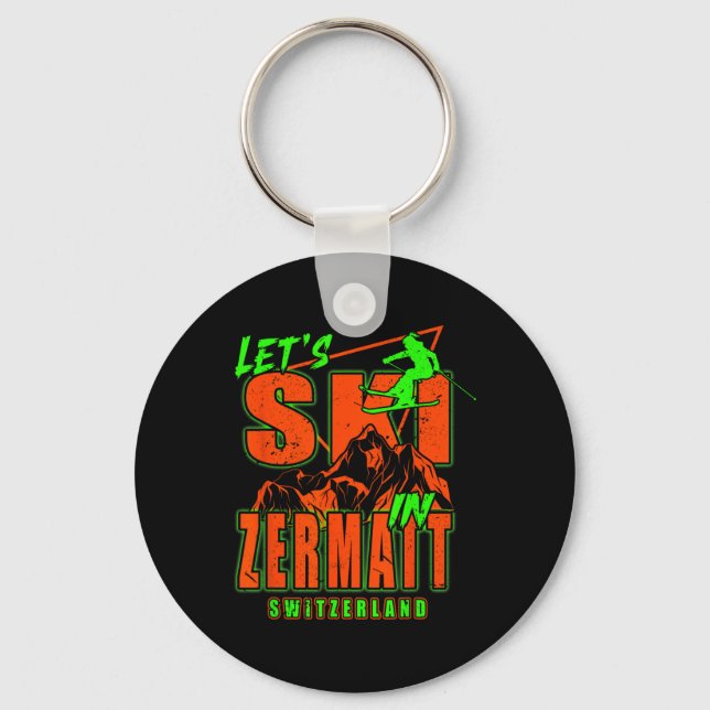 Llavero Zermatt Let's Ski Alpine Skiing Swiss Alps Switzer (Anverso)