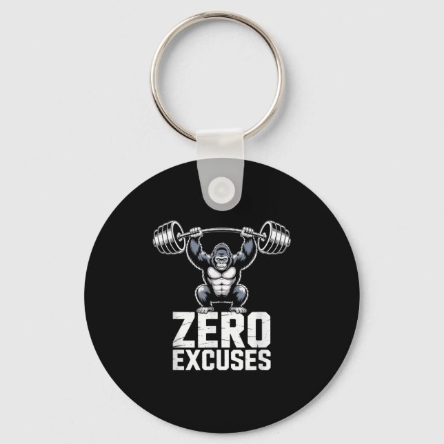 Llavero Zero Excuses Gorilla Gym Motivational Workout  (Anverso)