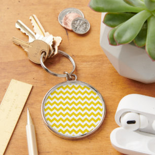 Llavero Zigzag amarillo, chevron amarillo, patrón geométri