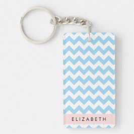 Llavero Zigzag Azul, Chevron Azul, Patrón De Ondas, Su Nom